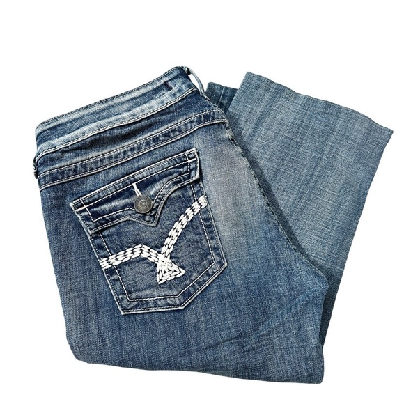 Vigoss Blue Jean Capri White Contrast Stiching Size 5 - Picture 1 of 5